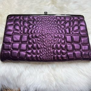 BOHO International Purple Croc Print ID Lauren Wallet/ Clutch